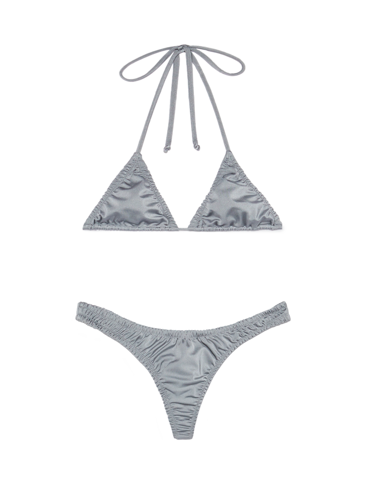 Classic triangle bikini Nilly Nalu in shimmer grey