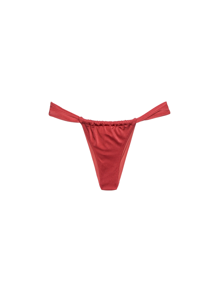 Yali shimmer brick red classic swim briefs - Gaia shimmer brick red triangle bralette top - MC2 Saint Barth
