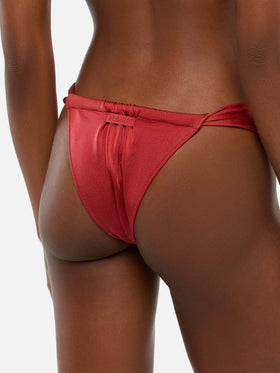 Bikini a bralette con ferretto Salina Noelle abbinato a slip sgambati in rosso mattone shimmer