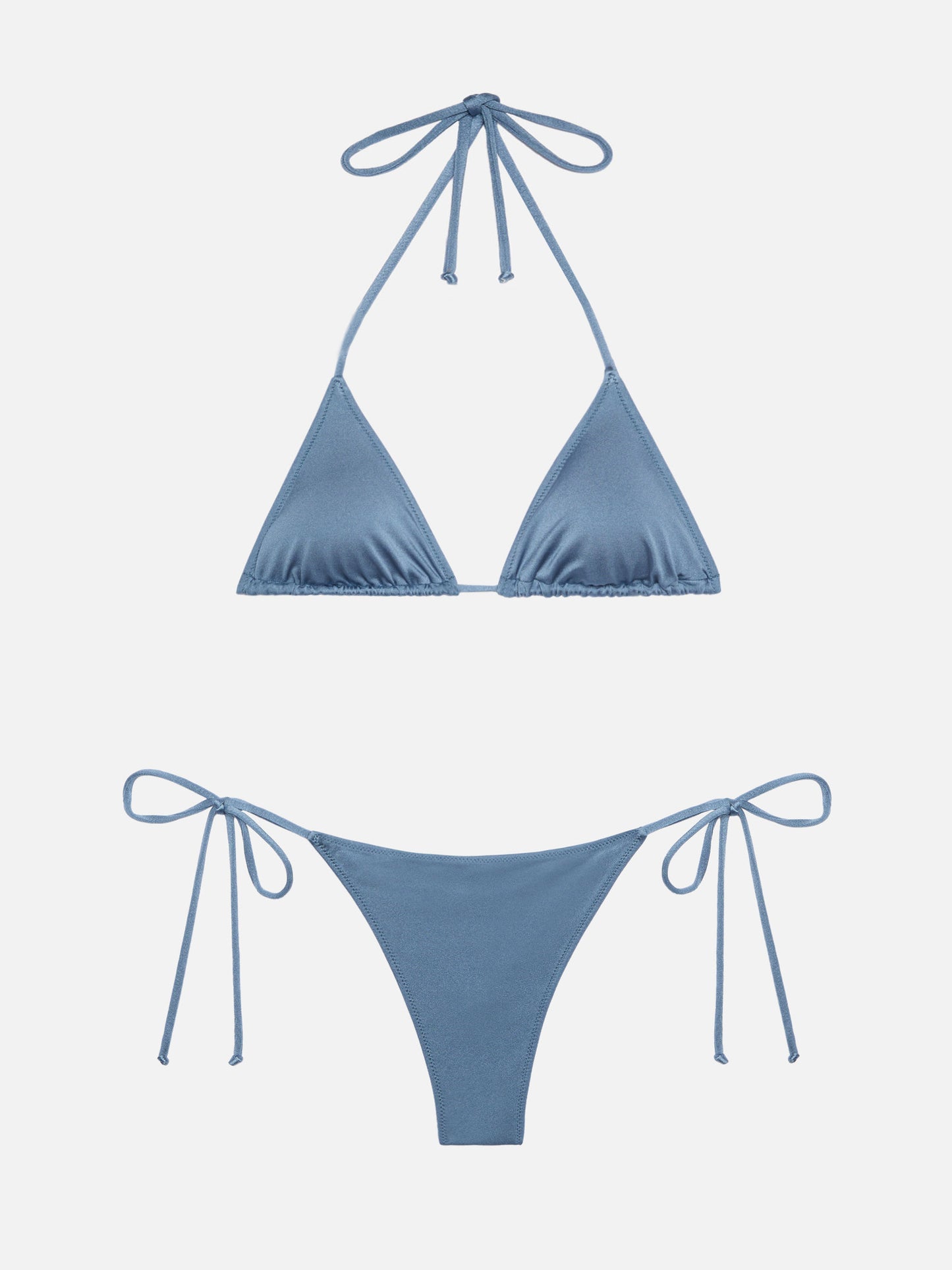 Leah top bikini triangolo shimmer blu avio - Norah slip mare cheekiest crinkle marrone