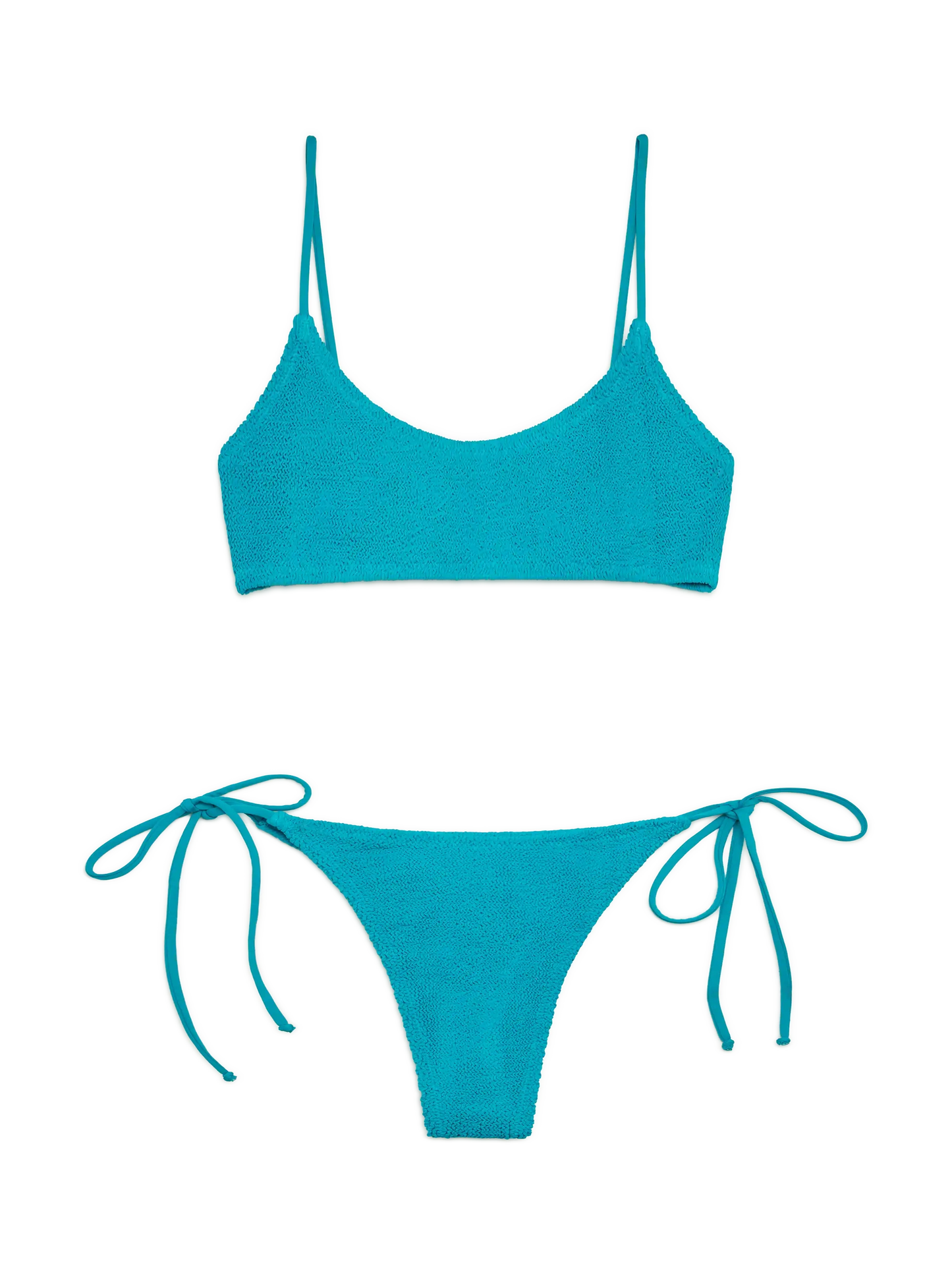 Blaugrüner Crinkle-Bralette-Bikini von Judy Norah