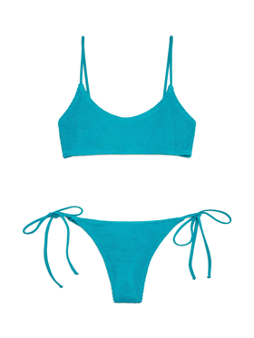 Blaugrüner Crinkle-Bralette-Bikini von Judy Norah
