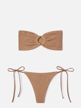 Bikini Yulia Norah in tessuto crinkle arancione