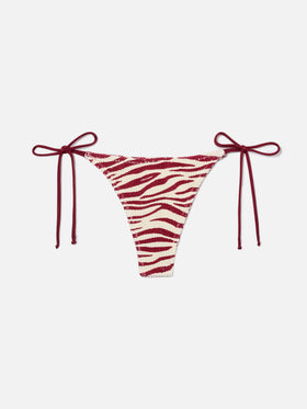 Slip mare Norah perizoma in tessuto crinkle con stampa zebrata