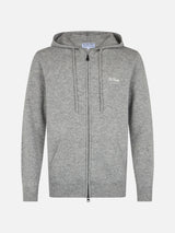 Man mélange grey lambswool hooded sweater Notting