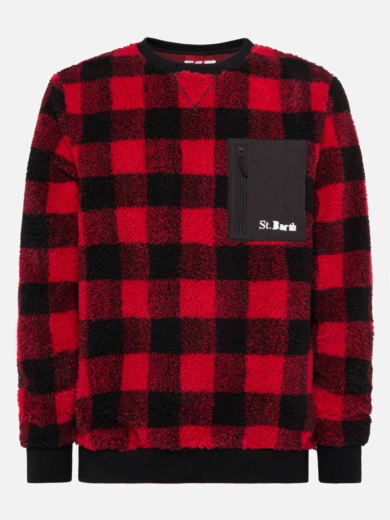 Teddy-fleece sweatshirt Oak with check print