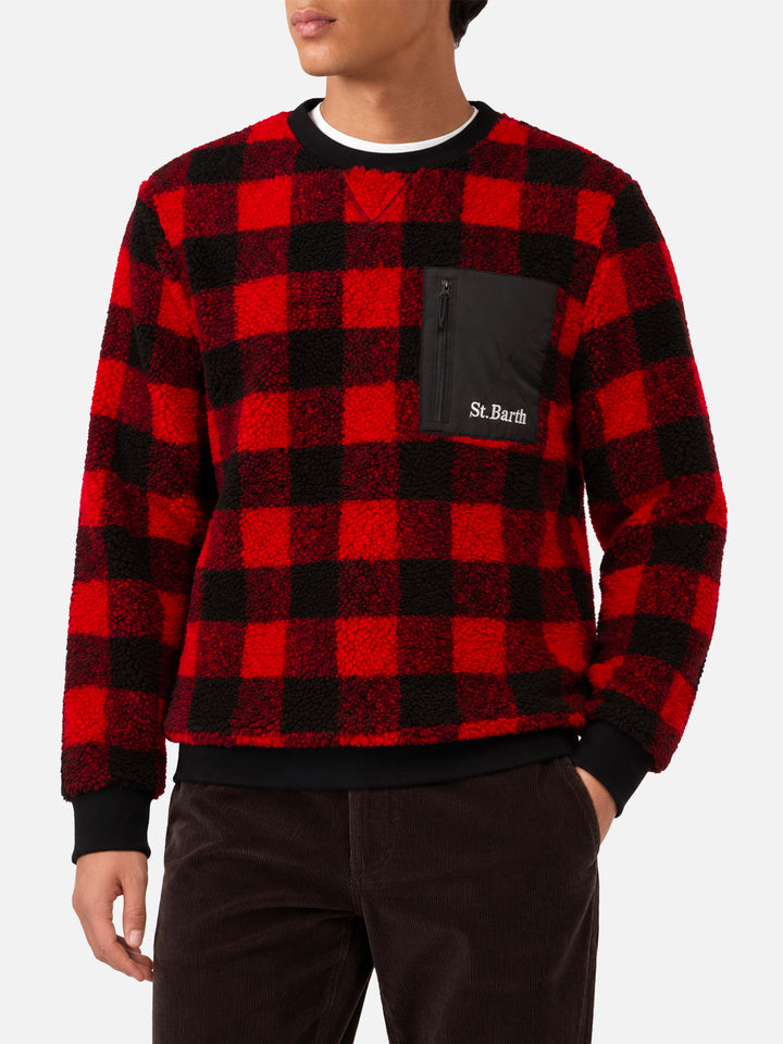 Sweat-shirt en polaire teddy Oak à imprimé à carreaux 