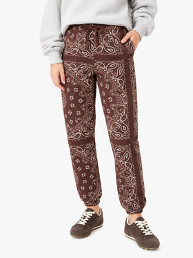 Feece cotton pants Odalys with brown bandana print