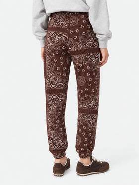 Feece cotton pants Odalys with brown bandana print