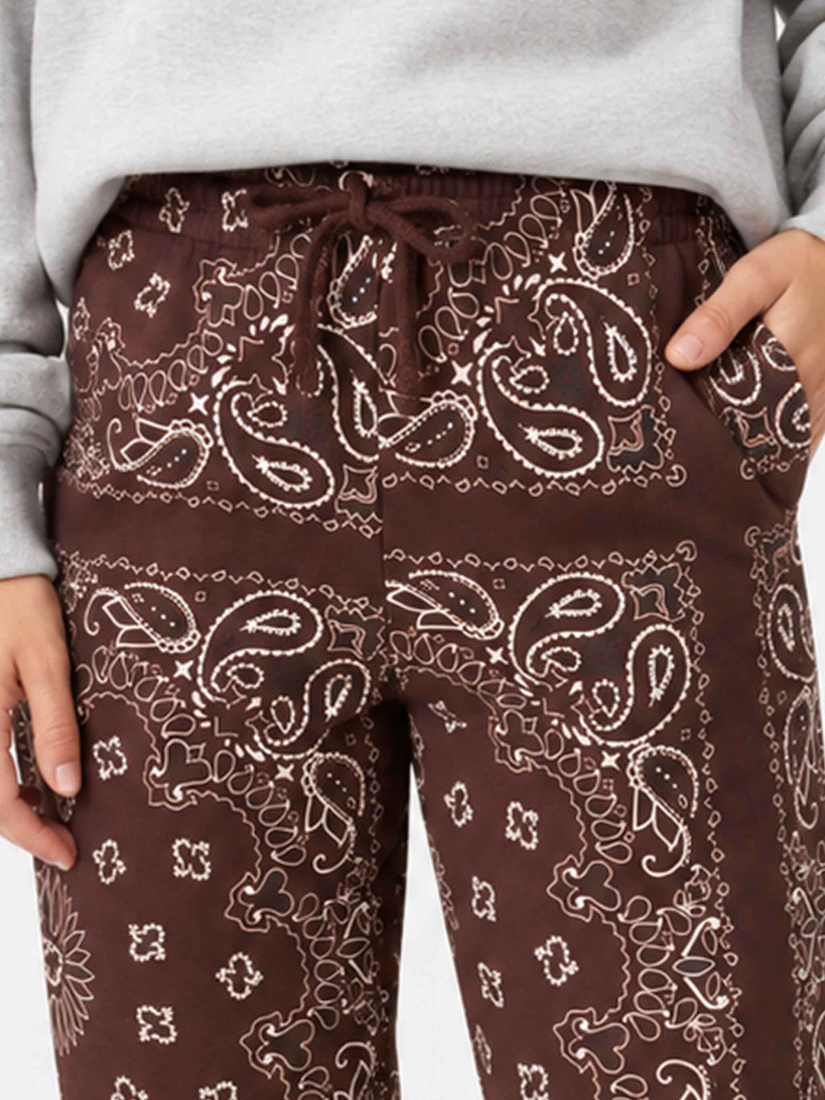 Feece cotton pants Odalys with brown bandana print