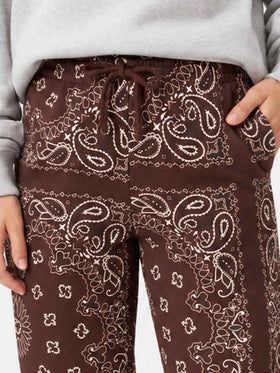 Feece cotton pants Odalys with brown bandana print