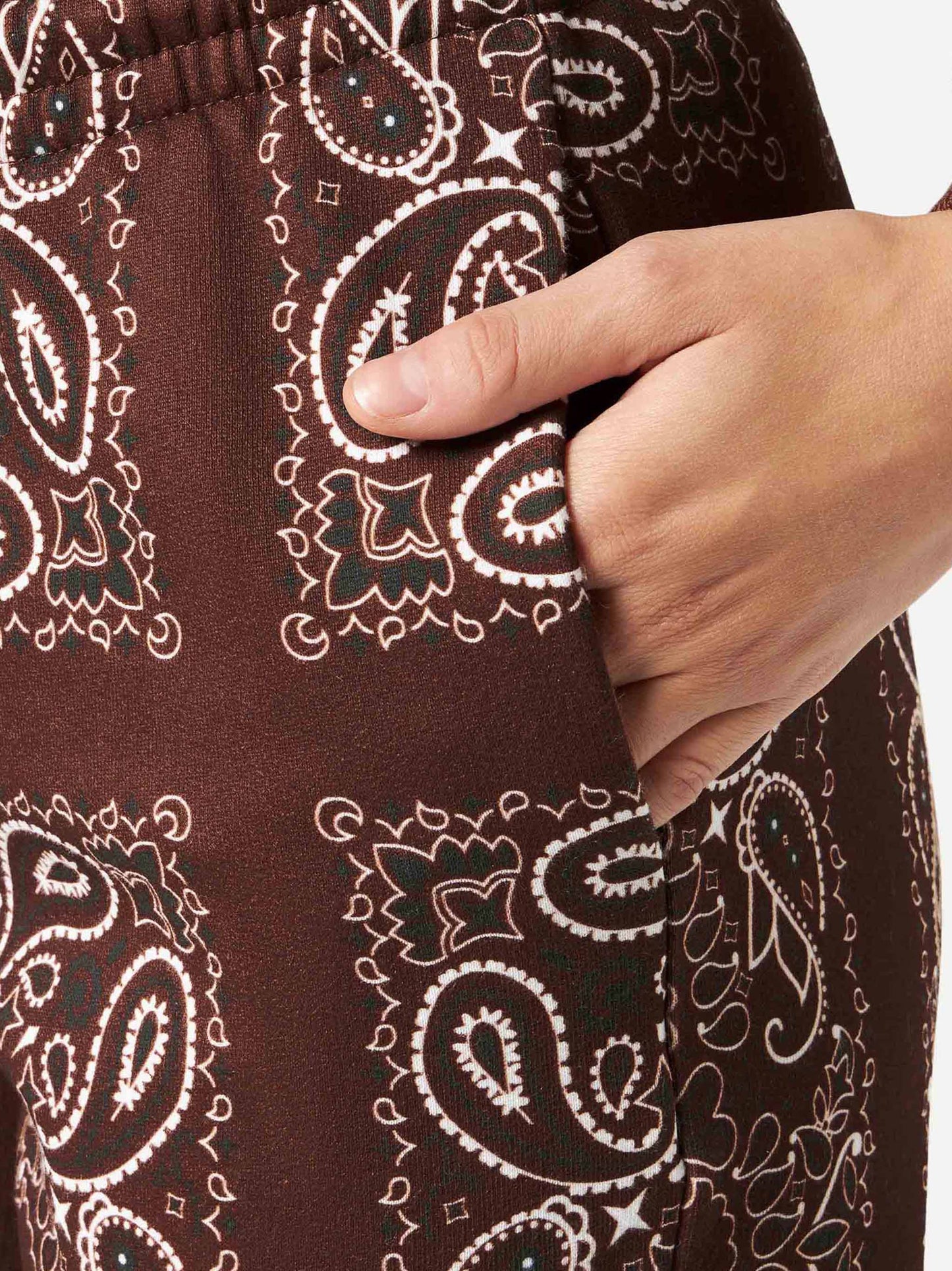 Feece cotton pants Odalys with brown bandana print