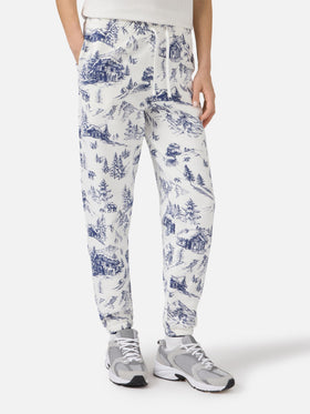 Odalys-Hose aus Baumwollfleece mit Toile-de-Jouy-Print