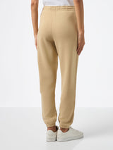 Woman beige cotton fleece jogger pants Odalys