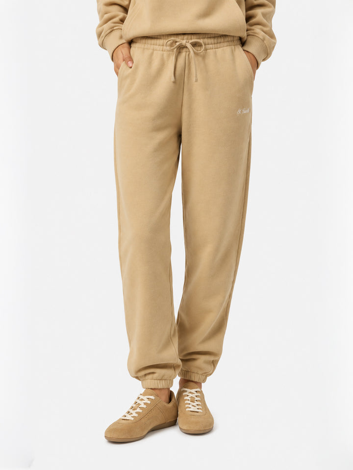 Pantalones jogger Odalys de felpa de algodón beige 