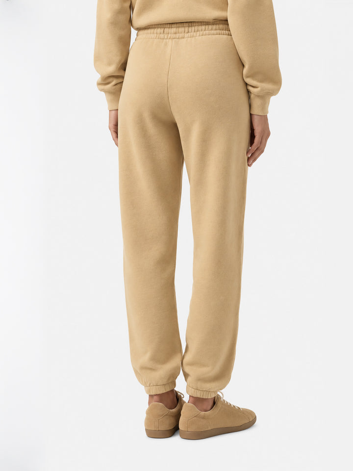 Pantalones jogger Odalys de felpa de algodón beige 