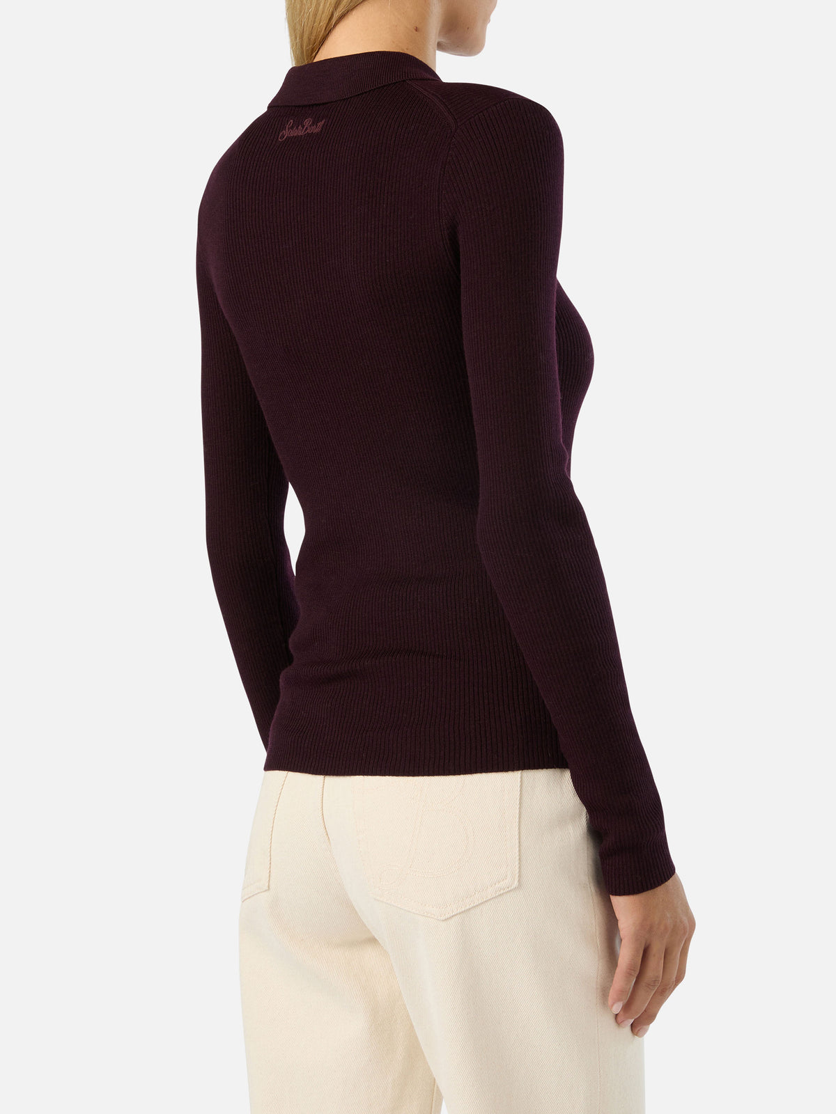 Polo in lana merino Odell melanzana