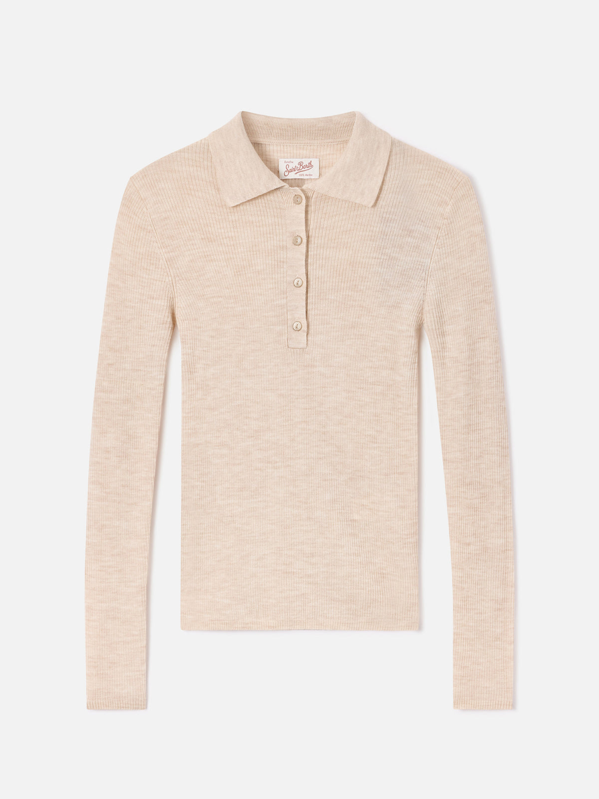 Maglia Odell grano in lana merino con collo polo
