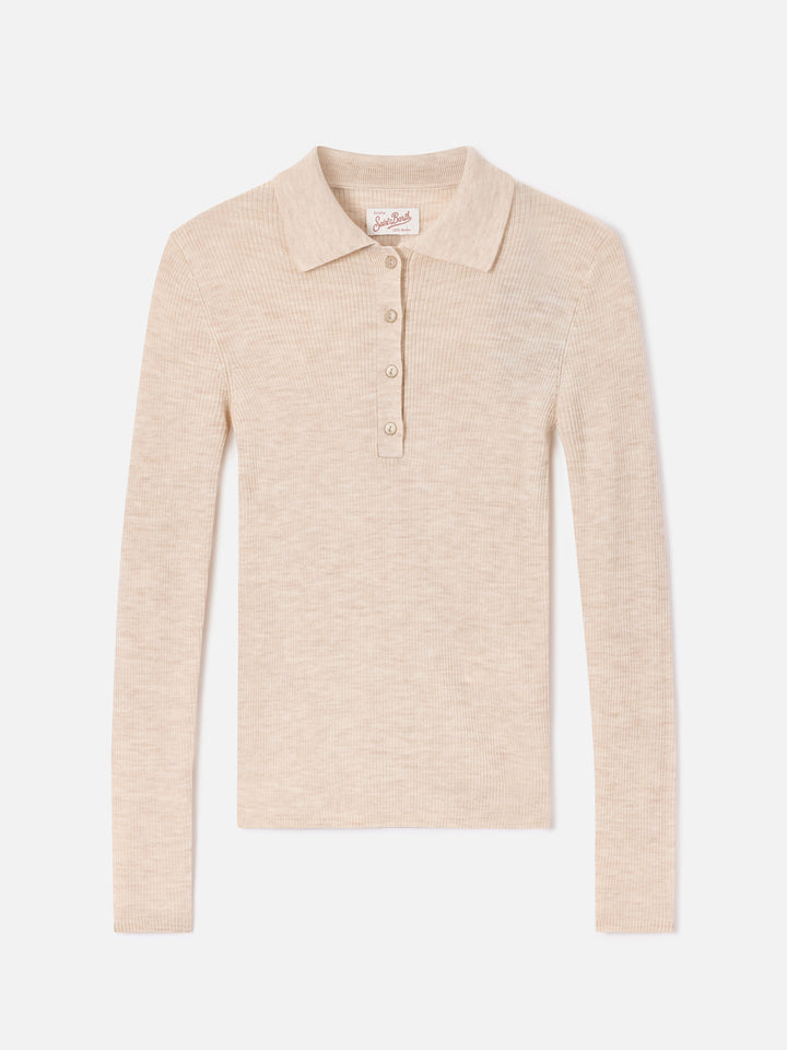 Grain Odell merino wool polo collar knit