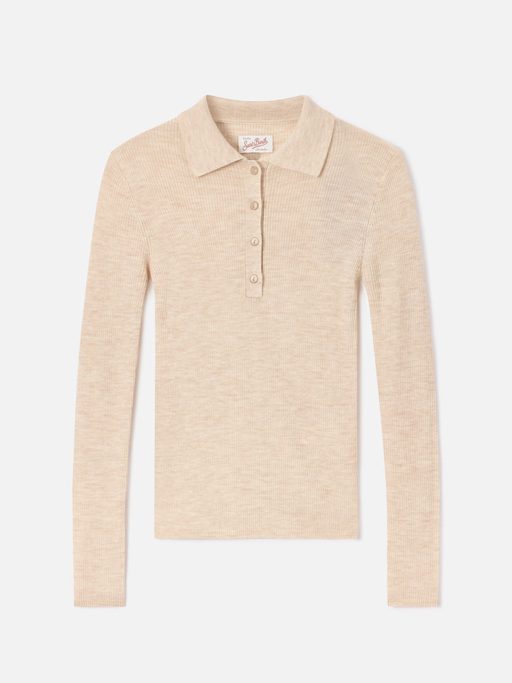 Grain Odell merino wool polo collar knit