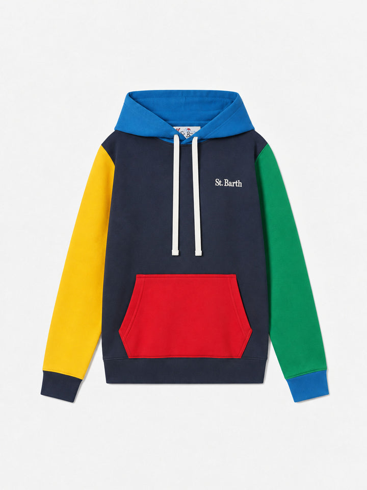 Kapuzensweatshirt Oliver aus Baumwolle mit Color-Block-Design 