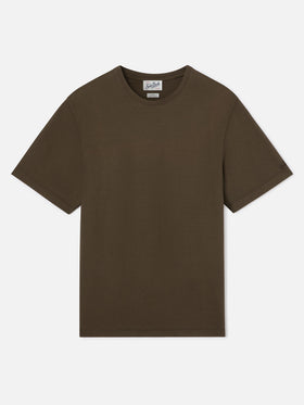 Orson T-Shirt aus Baumwollkrepp in Military Green mit Logostickerei 