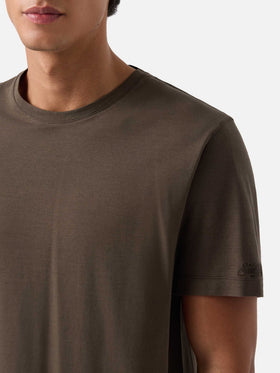 Orson T-Shirt aus Baumwollkrepp in Military Green mit Logostickerei 