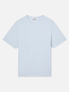 T-shirt Orson azzurra in crepe di cotone con ricamo logo