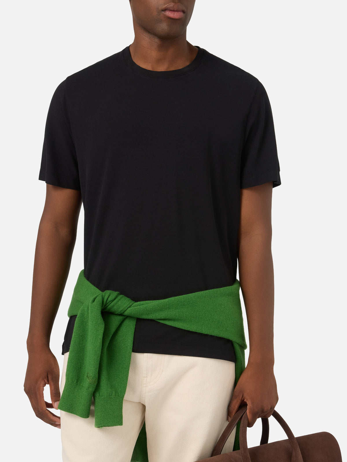 Black Orson cotton crepe t-shirt with logo embroidery