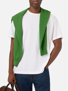 White Orson cotton crepe t-shirt with logo embroidery