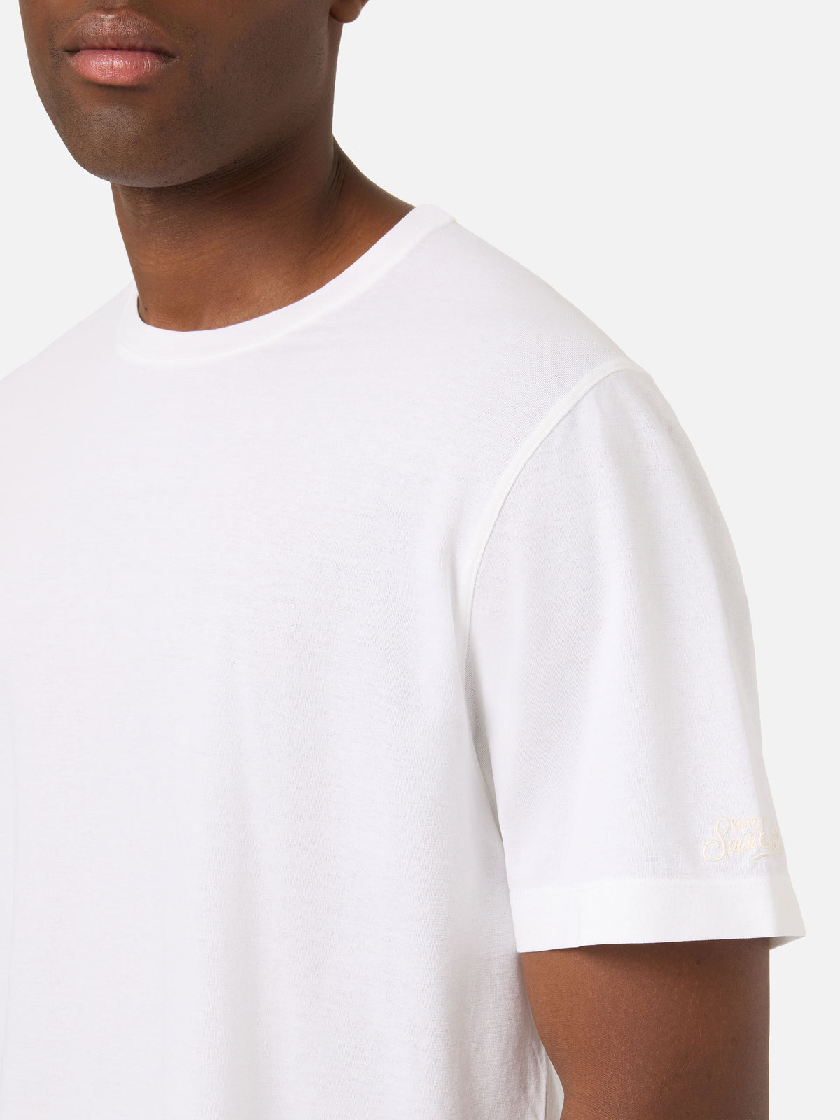 White Orson cotton crepe t-shirt with logo embroidery