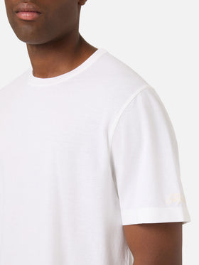 White Orson cotton crepe t-shirt with logo embroidery