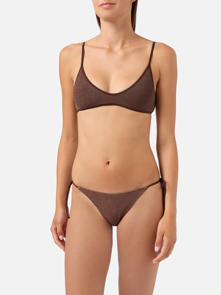 Bikini bralette Paloma Marielle marron en crinkle 