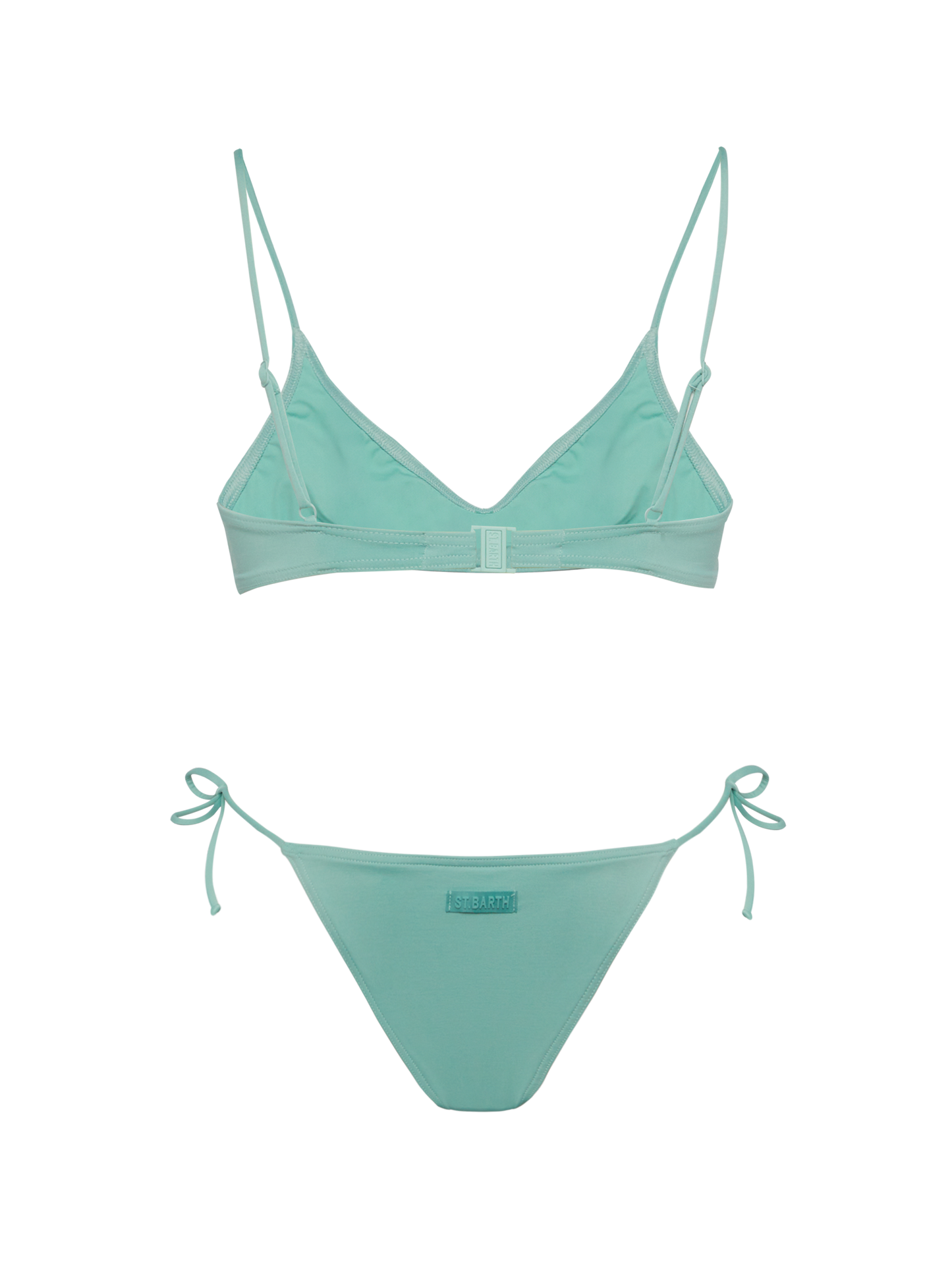 Klassische Badehose „Marielle“ in Salbeigrün – U-Ausschnitt-Bralette „Paloma“ in Salbeigrün