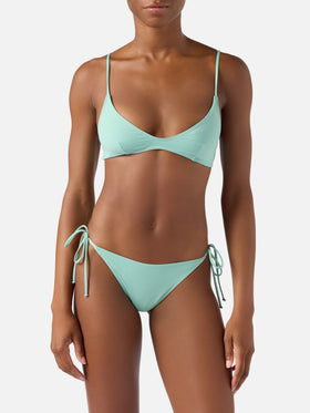 Bikini brassière Paloma Marielle vert sauge avec liens à nouer 