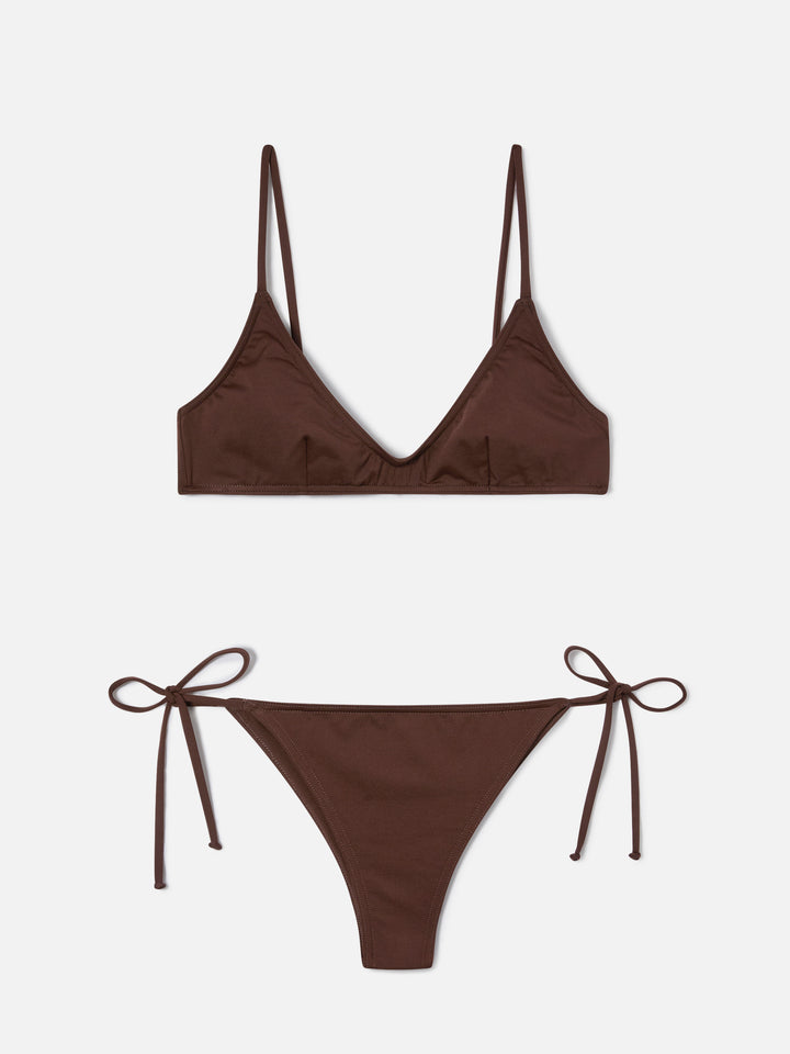Paloma Marielle dark brown bralette bikini with ties