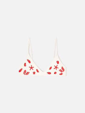 Top bikini Paloma bralette panna con dettagli perline