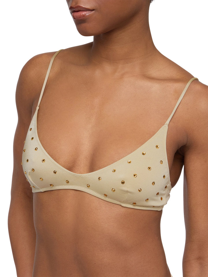 Paloma – Goldfarbenes U-Ausschnitt-Bralette mit Strassverzierung