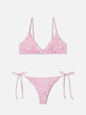 Bikini Paloma Marielle con stampa bandana rosa