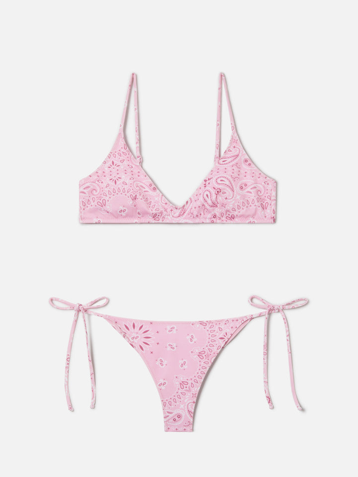 Bikini Paloma Marielle con stampa bandana rosa
