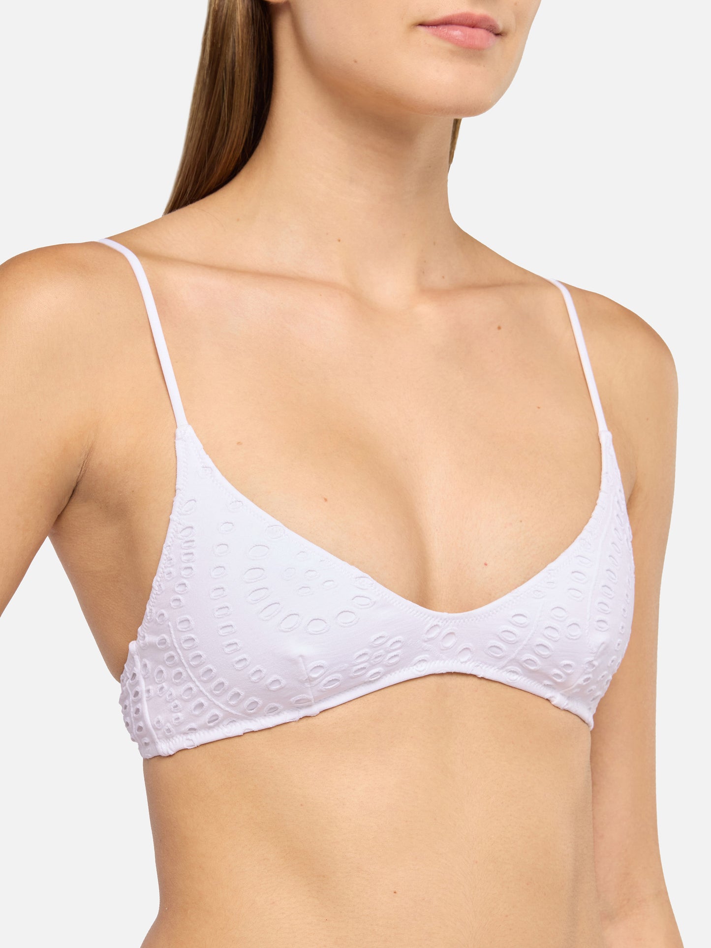 Marielle white Sangallo lace classic swim briefs - Paloma white Sangallo lace scoop bralette