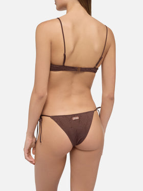 Marielle braune klassische Badehose aus Sangallo-Spitze - Paloma weißes Sangallo-Spitzen-Bralette mit U-Ausschnitt