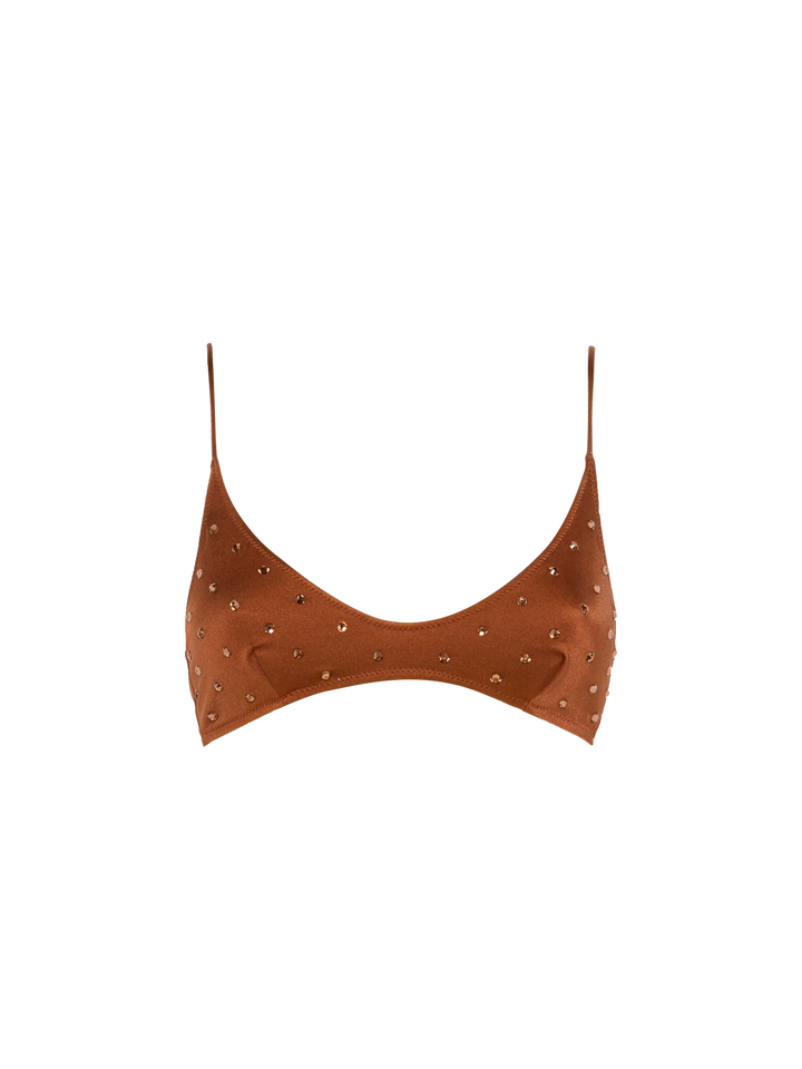 Paloma brown scoop bralette with rhinestone embellishment - MC2 Saint Barth
