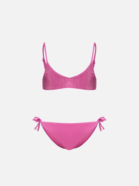 Paloma Jr pink bralette bikini with rhinestones - MC2 Saint Barth