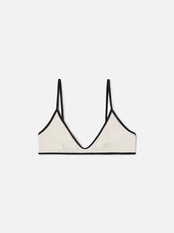 Paloma String bralette bikini top in cream with contrast trims