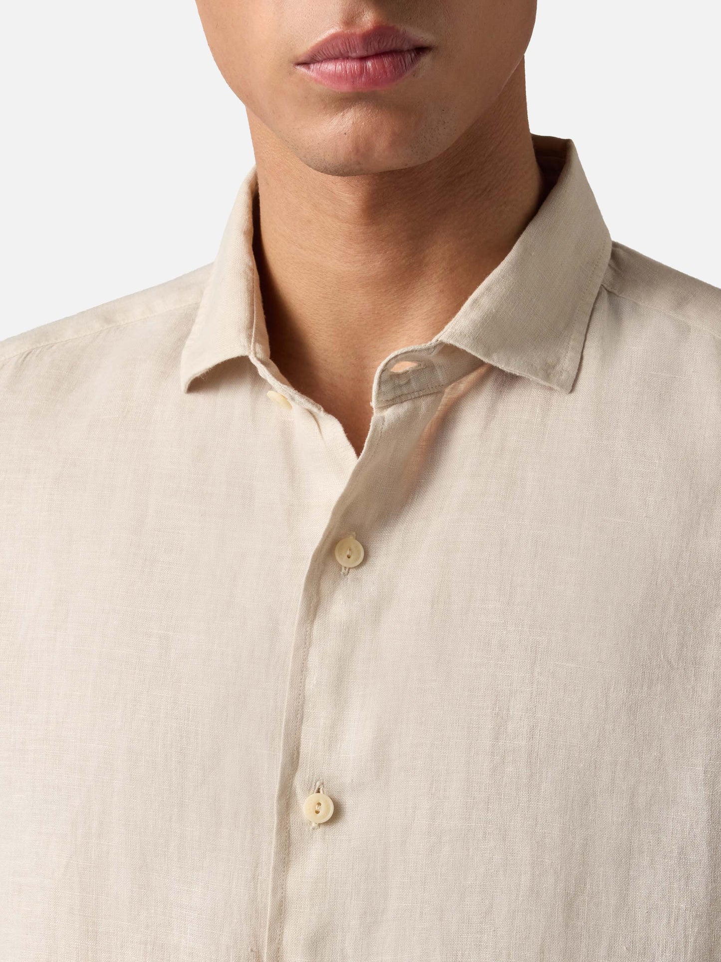 Camicia Pamplona in lino bianco sporco