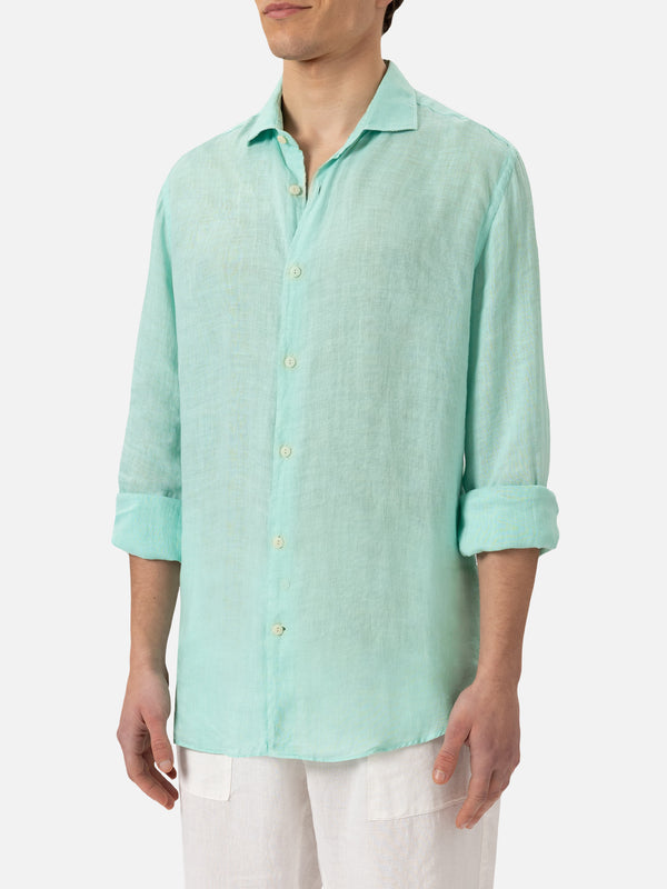 Camicia Pamplona in lino verde salvia