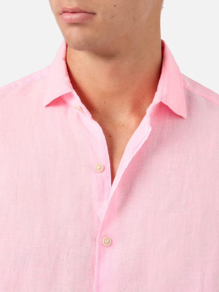 Chemise en lin rose fluo Pamplona 