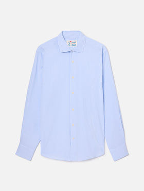 Light blue striped Pamplona shirt in seersucker