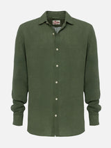 Camicia Pamplona in lino verde militare